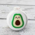 Cute cartoon avocado design foldable pocket hairbrush with mirror for travel and makeup - White Avocado