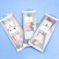 Schüler Lineal Set im transparenten Beutel mit süßen Bären und Panda Motiven für Kinder. - Süßer Bär Stil / 4-teiliges Set