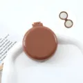 Draagbare opvouwbare haarborstel met spiegel compacte ronde mini reizen massage luchtkussen kam - Eenvoudige haaborstel met luchtkussen in bruin (bulk)