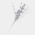 Branche de Noël pailletée argentée, tige florale artificielle avec boules et feuilles. - Argent