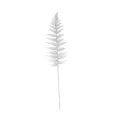 Artificial glitter fern leaf branch for Christmas tree decoration, 33cm plastic plant decor. - White