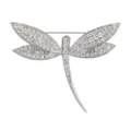 Elegant silver dragonfly brooch fully encrusted with sparkling clear crystals for women - Silver Dragonfly