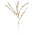 Gold glitter artificial plant branch 6-forked leaf stem for home vase floral decor wedding. - Champagne