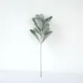 Single branch flocked artificial rabbit ear leaves green foliage for home decor flower arrangement - Green