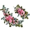 Detailansicht künstlicher Blumengirlanden mit rosa Rosen für die Hochzeitsdeko - Lintel Blumenreihe (Große und Kleine Stücke) / Rosa