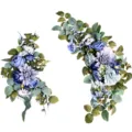 Künstliche blau-violette Seidenblumen-Girlanden für Hochzeitsbogen und Türdekoration - Lintel Blumenreihe (Große und Kleine Stücke) / Blau