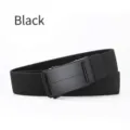 Close-up of black automatic metal buckle on high-density nylon tactical belt - Elastic Band Style (TK113) / 120cm / Black
