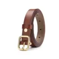 Premium brown genuine leather belt for women featuring a polished gold pin buckle - 100cm / Brown