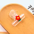Clip transparent en PP avec fleur mignonne pour papeterie, reliure de documents et sachet. - Petite Fleur Rouge