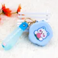 Cute light blue silicone flower coin purse featuring cartoon bear and peach design - Peach Bear