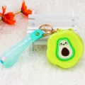 Cartoon avocado silicone coin purse with 'Blossom For You' strap and golden keychain - Avocado