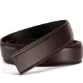 Lanière de ceinture en cuir marron foncé avec coutures fines pour boucle homme - 110-130CM / 14 Motif / 3,0 cm de Large / Marron