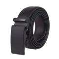 Classic black leather belt for men with matte automatic buckle in business casual style - 120cm / Style 6