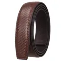 Detailed macro view of brown woven texture on a buckleless automatic leather belt strap - Silicone Texture (35-3309) / 120cm / Coffee Surface/Coffee Bottom