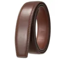 Macro view of brown leather automatic belt strap with durable double stitching - 120cm / 95 Texture (35-3633) / Yellow-Brown/Red-Brown Bottom