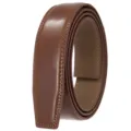 Close-up of brown leather belt strap with fine edge stitching and size markings - 95 Texture (35-3633) / 120cm / Yellow Brown/Yellow Bottom