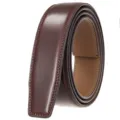 Close-up of premium brown leather belt strap with detailed stitching - 95 Texture (35-3633) / 120cm / Brown