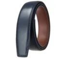 Hochwertiger dunkelblauer Herren Ledergürtel Riemen 3,5cm breit ohne Schnalle Automatik - 95 Textur (35-3633) / 120cm / Blaue Oberfläche/Rotbraune Unterseite