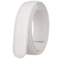 Premium white automatic belt strap 3.5cm wide with simulated grain leather coating - Round Tail (35-3193) / 120cm / White