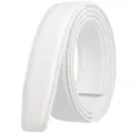 Premium white 3.5cm automatic leather belt strap without buckle featuring lychee texture - Figure-8 Tail (35-3193) / 120cm / White