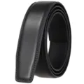 Premium black textured automatic leather belt strap for men without buckle, 3.5cm width - Woven Texture (ZD35-179) / 120cm / Black
