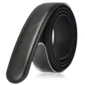 Premium black leather belt strap 3.5cm wide for automatic buckles without buckle head - 268 Pattern Round Tail Style (ZD118-1) / 120cm / Black