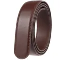Premium dark brown men's automatic leather belt strap without buckle, 3.5cm width - ZD118-1 Round Tail / 120cm / Brown