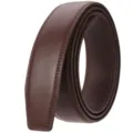 Premium dark brown leather automatic belt strap for men without buckle, 3.5cm width - ZD118-1 (268 Pattern/Figure-8 Tail) / 120cm / Brown