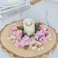 Couronne de bougie de fleurs sauvages artificielle pour décoration de table de fête et maison. - Rose