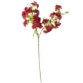 Artificial ruffled hydrangea flower branch, deep red long stem floral decor for home living room. - Red