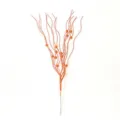 Ramo natalizio decorativo da 43 cm con palline glitterate arancioni per composizioni - Arancione Con Bacche