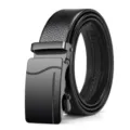 Classic black men's business belt with lychee grain texture and sleek automatic buckle - Style 7 (Black Buckle)