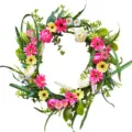 Couronne de fleurs sauvages artificielles de printemps décoration de porte pour maison et fêtes - Couronne de Fleurs Sauvages / 45cm