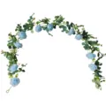 Guirnalda de rosas azules artificiales vid de eucalipto para decoración de bodas hogar - Azul