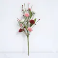 Artificial rose flower branch with cute heart berries for home wedding party decoration. - Pink Rose Style