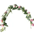 Guirlanda de flores artificiales rosas hojas de eucalipto falsas decoracion arco boda - Rosa