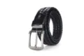 Handmade black braided leather belt with a brushed metal pin buckle for men and women - 105cm / 4.0 Style Coffee Color