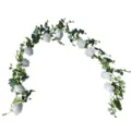 Guirnalda de vid de rosas blancas artificiales para arco de boda y decoracion del hogar. - Blanco