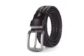 Hand-braided dark brown leather belt with gunmetal pin buckle for men and women - 105cm / 4.0 Style Wine Red