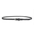 Black handmade braided thin belt with antique bronze pin buckle for men and women - 105cm / Thin Black
