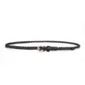 Premium dark brown handmade braided thin belt featuring a classic silver pin buckle - 105cm / Slim Light Coffee