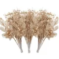 Gold Glitzer Weihnachtsblumen künstliche Beeren Zweige für Baum und Party Dekoration - 28 STK / Roségold