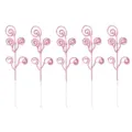 Lot de 5 tiges décoratives à paillettes roses avec spirales pour la décoration. - 5 Pcs Style Bonbon Spirale / Rose