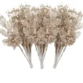 Gold Glitzer künstliche Lilie Weihnachtsbaum Blumenstecker, glitzernde Beeren für Hochzeit. - 28 STK / Champagnergold