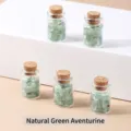 Chips de cristal de aventurina verde natural en pequeñas botellas de deseos - Botella: 20x32mm Piedra: 3-5mm / Botella de Deseos de Aventurina Verde Natural