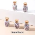 Juego de mini botellas de vidrio con cristalli de fluorita natural para decoración - Botella: 20x32mm Piedra: 3-5mm / Botella de Deseos de Fluorita Natural
