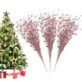 Rosa glitzernde Weihnachtsbeeren-Stiele für Baum- und Blumenschmuck - Roségold (24 Stück)