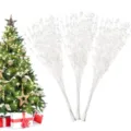Weiße Glitzer-Weihnachtsbeerenstiele für festliche Baumdekoration und Gestecke - Weiß (24 Stück)