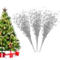 Set aus silbernen Glitzerstängeln für den Weihnachtsbaum mit dekorativen Perlen. - Silber (24 Stück)