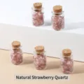 Pequeñas botellas de cristal para deseos con trozos de cuarzo fresa rosa natural - Botella: 20x32mm Piedra: 3-5mm / Botella de Deseos de Cuarzo Fresa Natural
